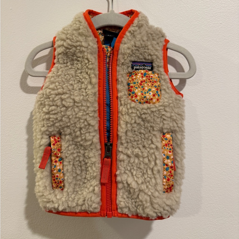 Patagonia Baby Retro-X® Fleece Vest Floral Fleece Vest, 3-6 months